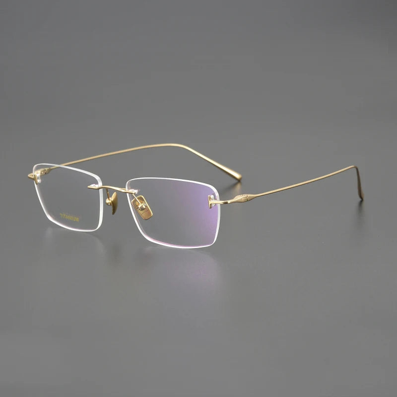 Black Mask Unisex Rimless Rectangle Titanium Eyeglasses Ft5678 Rimless Black Mask Gold