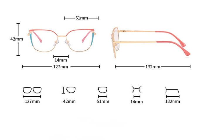 CCspace Unisex Children's Full Rim Square Alloy Eyeglasses 56538 Full Rim CCspace