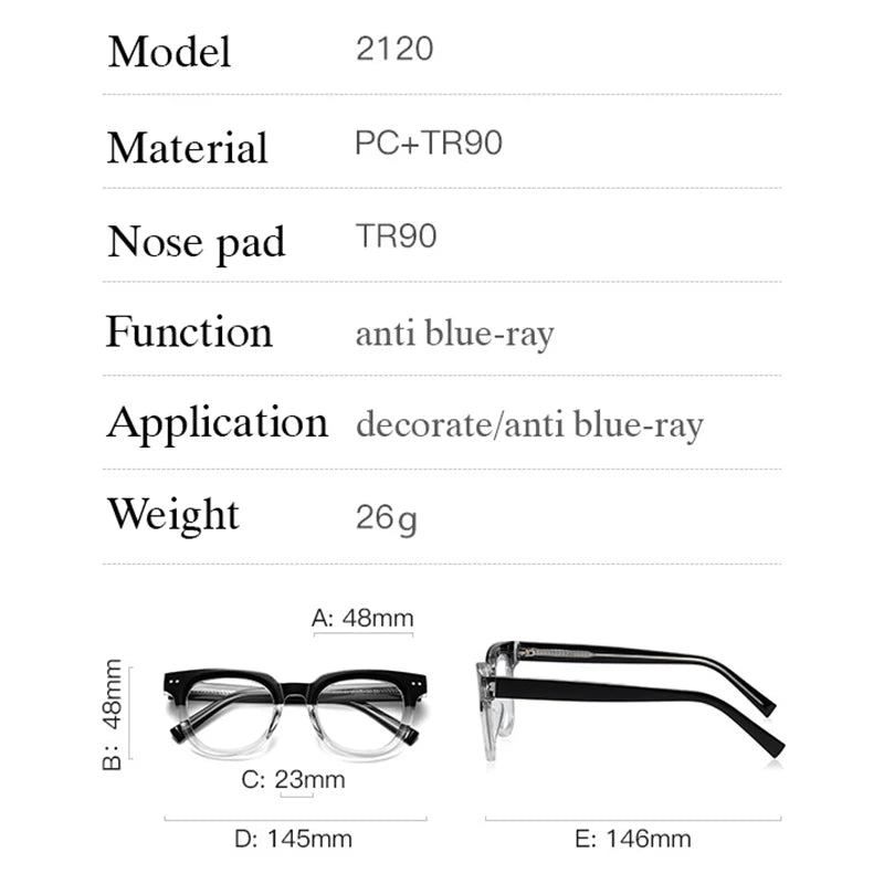 Hotony Unisex Full Rim Square Tr 90 PC Eyeglasses 212099