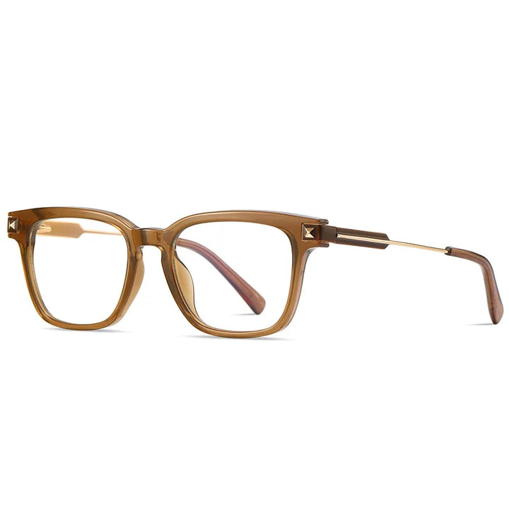Kocolior Unisex Full Rim Square Tr 90 Alloy Hyperopic Reading Glasses 2068 Reading Glasses Kocolior Tea 0