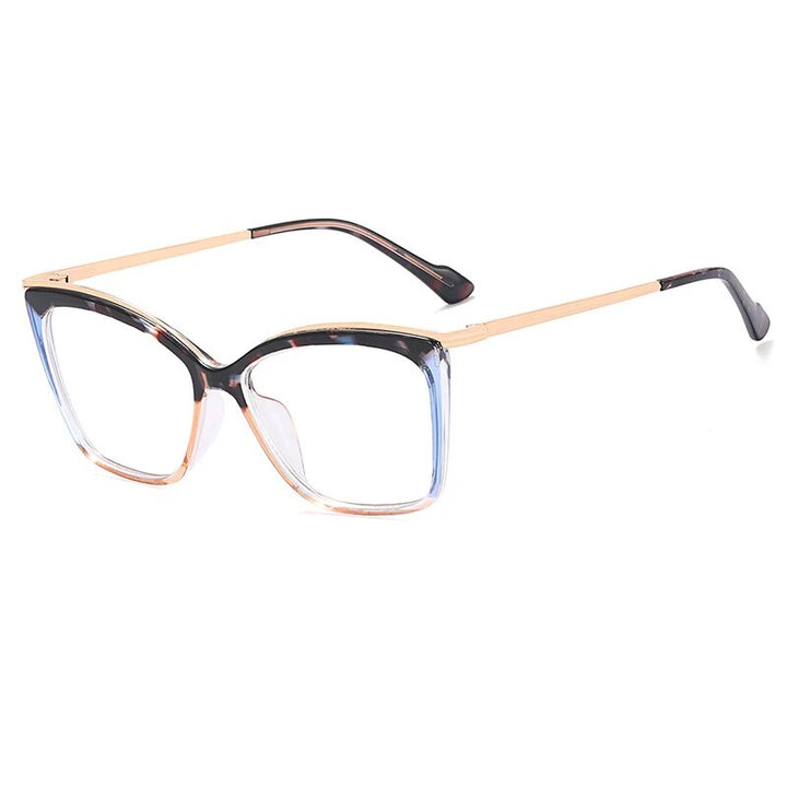 CCspace Women's Full Rim Square Tr 90 Titanium Eyeglasses 57052 Full Rim CCspace C7GreyLeopard