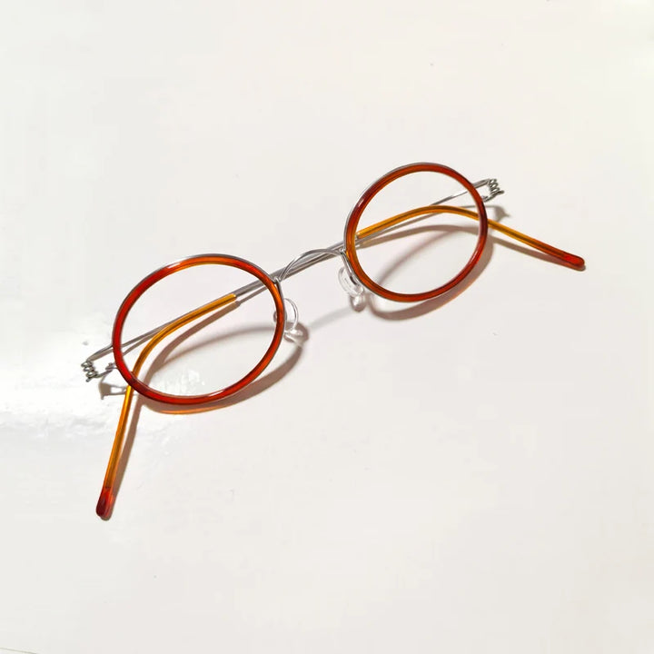 Yujo Unisex Full Rim Oval Steel Acetate Custom Eyeglasses 61432