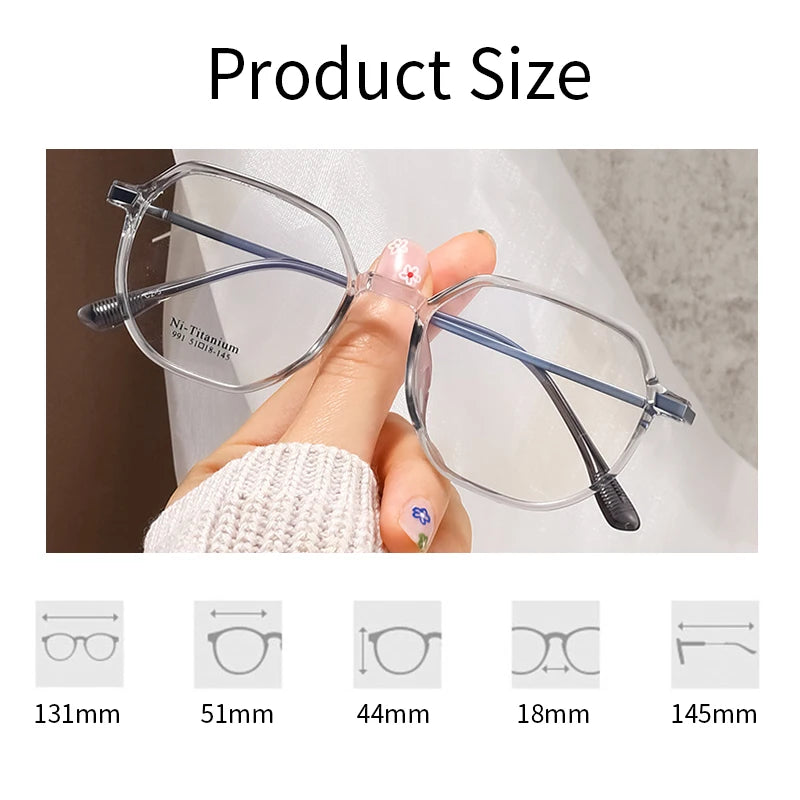 Xbora Women's Full Rim Polygon Square Tr 90 Titanium Eyeglasses 9915