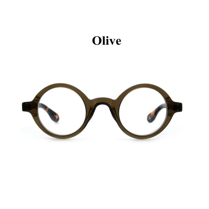 Black Mask Full Rim Round Acetate Optical Eyeglasses 424221 Full Rim Black Mask Olive