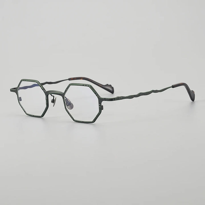 Muzz Unisex Full Rim Small Flat Top Polygon Titanium Eyeglasses 44208 Full Rim Muzz C4