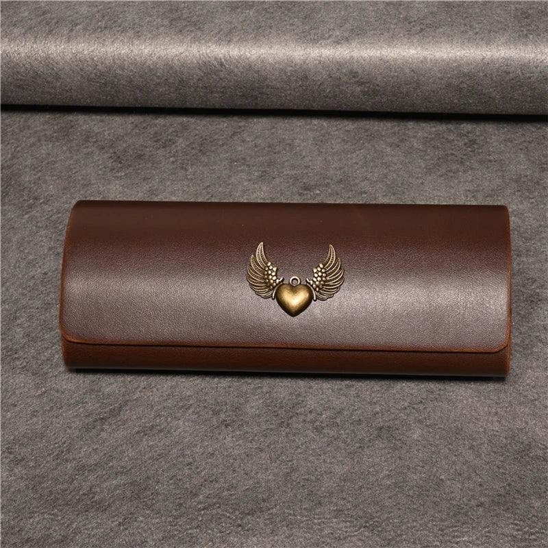 Cubojue Unisex Brown PU Leather Eyeglass Case Assorted Designs 1638 Case Cubojue Case big case heart