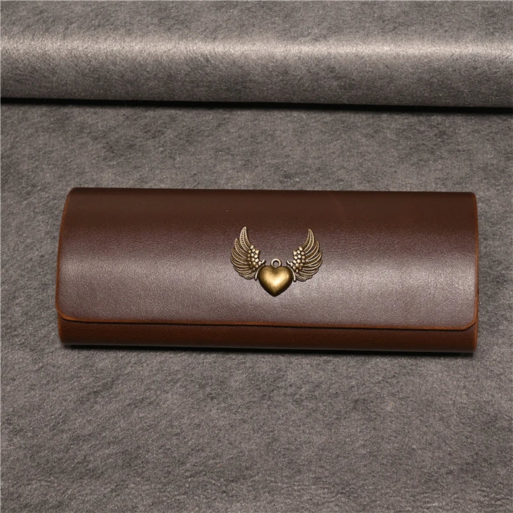 Cubojue Unisex Brown PU Leather Eyeglass Case Assorted Designs 1638 Case Cubojue Case big case heart