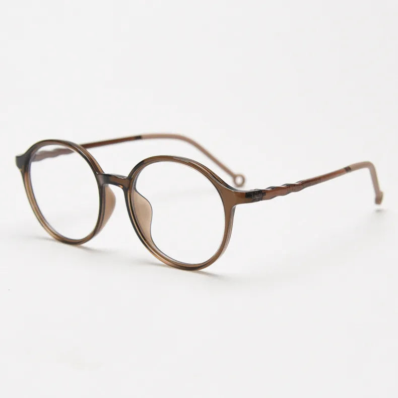 CCspace Unisex Full Rim Round Tr 90 Titanium Eyeglasses 56834 Full Rim CCspace C4Tea
