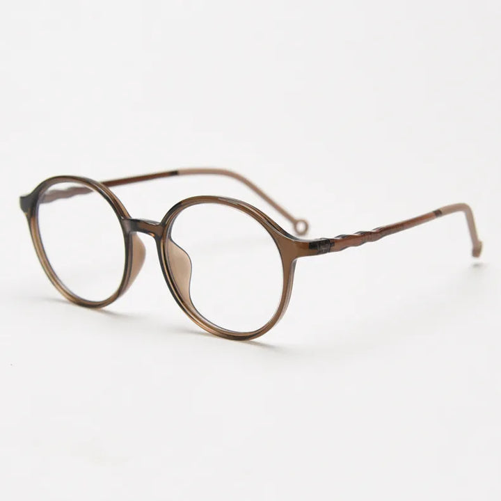 CCspace Unisex Full Rim Round Tr 90 Titanium Eyeglasses 56834 Full Rim CCspace C4Tea