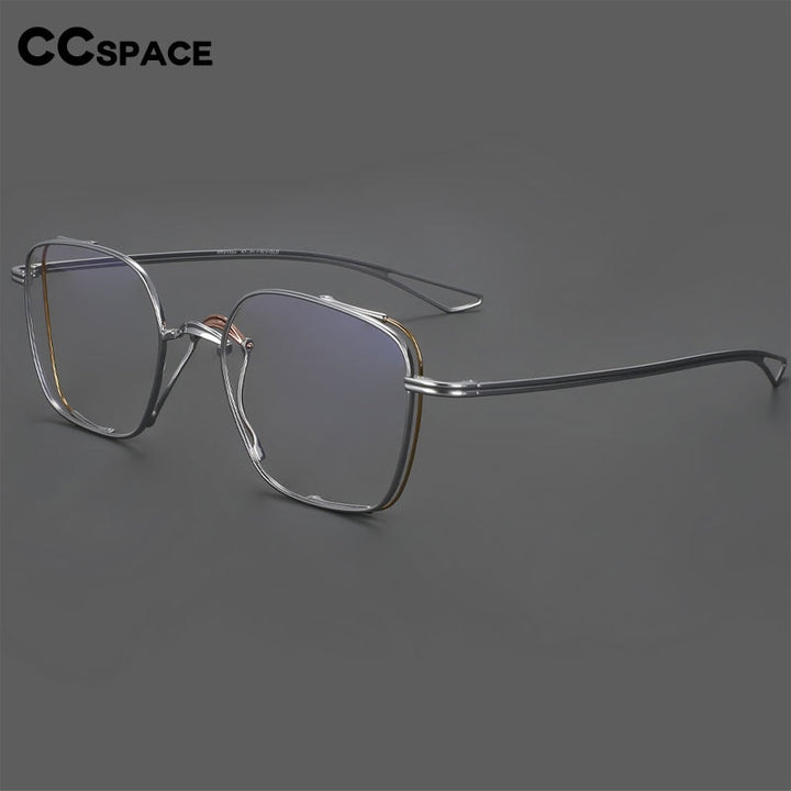 CCspace Unisex Full Rim Square Hand Crafted Titanium Eyeglasses 55921 Full Rim CCspace