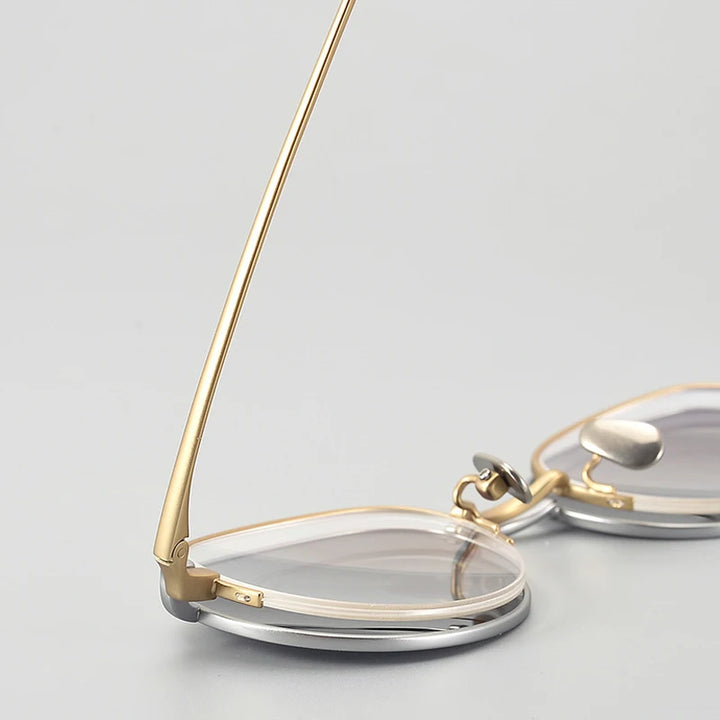 Muzz Women's Semi Rim Oval Titanium Eyeglasses Clip On Sunglasses 4447 With Clip Ons Muzz