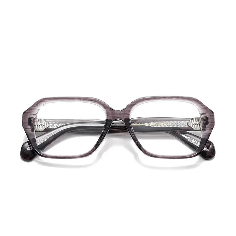 Muzz Unisex Full Rim Square Thick Acetate Temple Eyeglasses 852313 Full Rim Muzz Gray