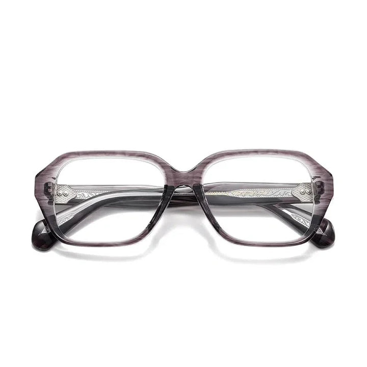 Muzz Unisex Full Rim Square Thick Acetate Temple Eyeglasses 852313 Full Rim Muzz Gray