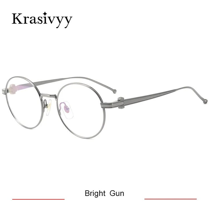 Krasivyy Unisex Full Rim Round Titanium Eyeglasses Kr02930 Full Rim Krasivyy Bright Gun CN 