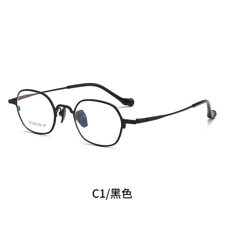 Aror Women's Full Rim Polygon Square Titanium Acetate Eyeglasses 41338 Full Rim Aror C1 Black