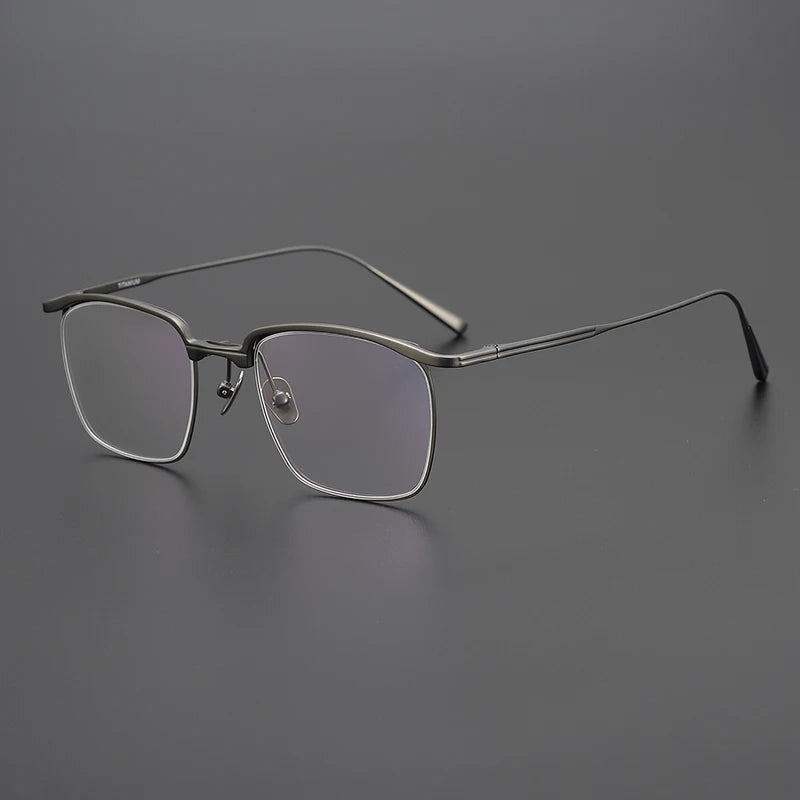 Black Mask Men's Full Rim Square Brow Line Titanium Eyeglasses 63145