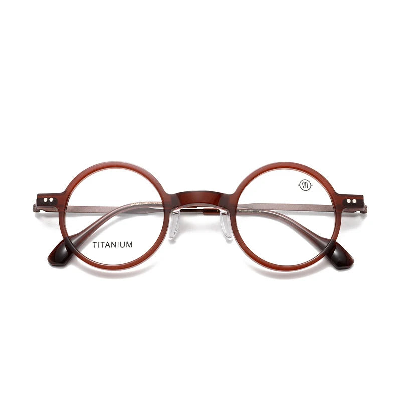 Nobler Unisex Full Rim Round Acetate Titanium Eyeglasses 396100