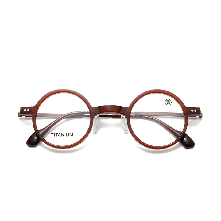 Nobler Unisex Full Rim Round Acetate Titanium Eyeglasses 396100