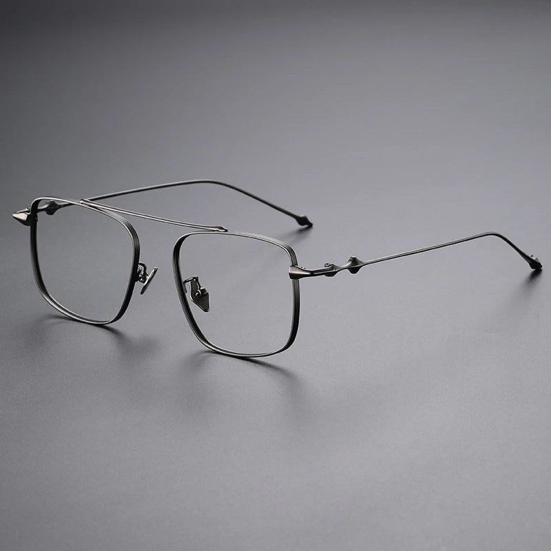 Yimaruili Unisex Full Rim Square Double Bridge Titanium Eyeglasses 81910