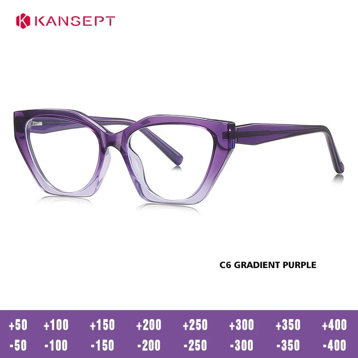 Kansept Women's Full Rim Cat Eye Tr 90 Alloy Reading Glasses 62036
