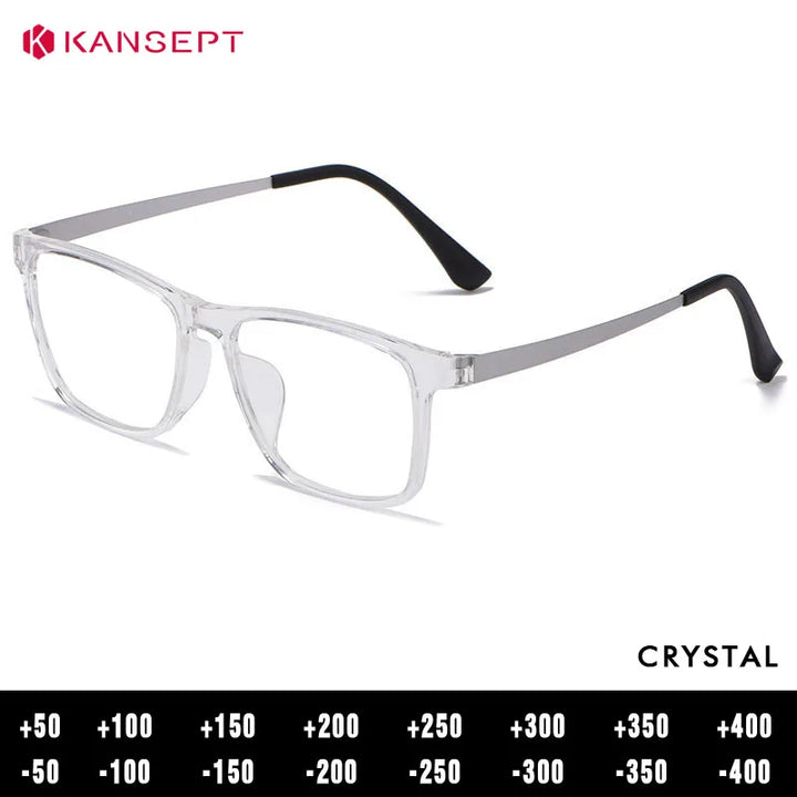 Kansept Men's Full Rim Square Tr 90 Titanium Reading Glasses 53068