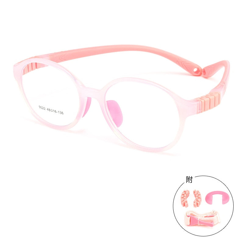 Yimaruili Unisex Children's Full Rim Round Tr 90 Silicone Eyeglasses 9022et Full Rim Yimaruili Eyeglasses Light pink