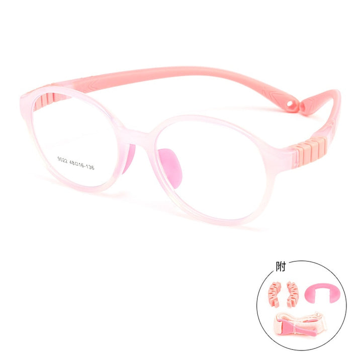 Yimaruili Unisex Children's Full Rim Round Tr 90 Silicone Eyeglasses 9022et Full Rim Yimaruili Eyeglasses Light pink