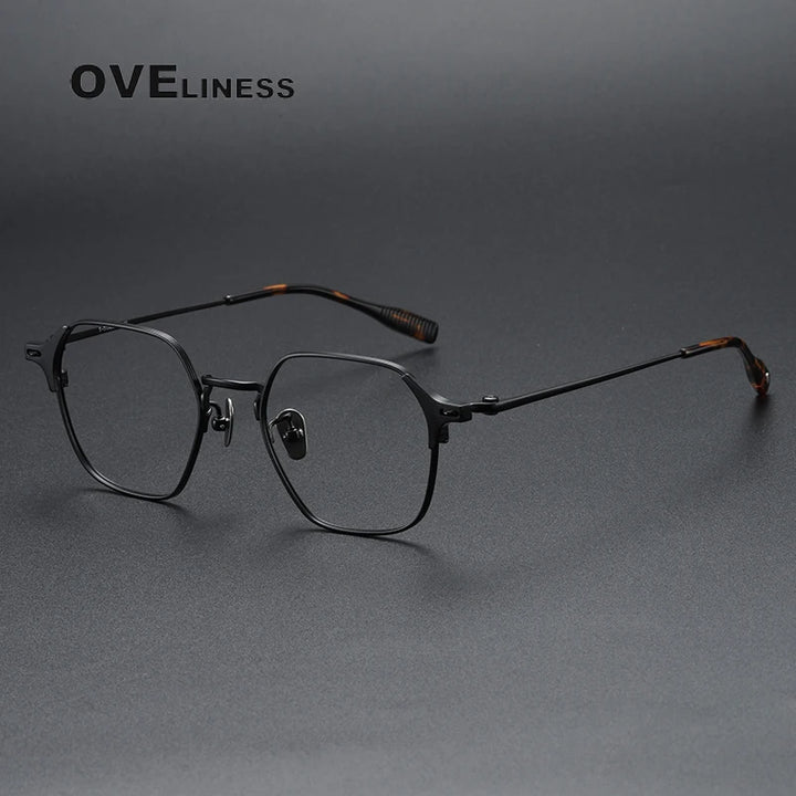 Oveliness Unisex Full Rim Polygon Titanium Eyeglasses 8110 Full Rim Oveliness black  