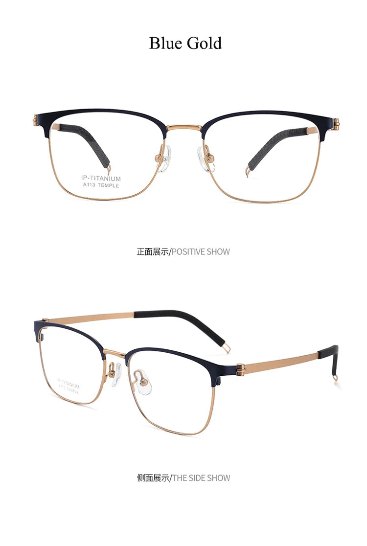 Bclear Unisex Full Rim Square Titanium Eyeglasses A113 Full Rim Bclear