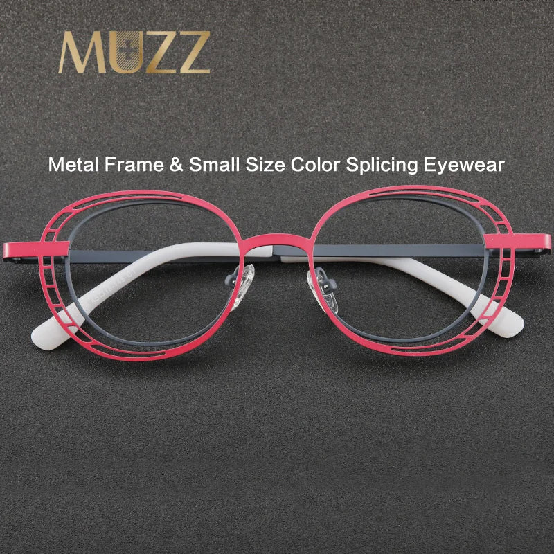 Muzz Women's Full Rim Round Oval Alloy Eyeglasses 5529 Full Rim Muzz   