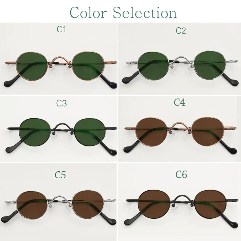 Yujo Unisex Full Rim Small Round Titanium Polarized Sunglasses 3629s Sunglasses Yujo