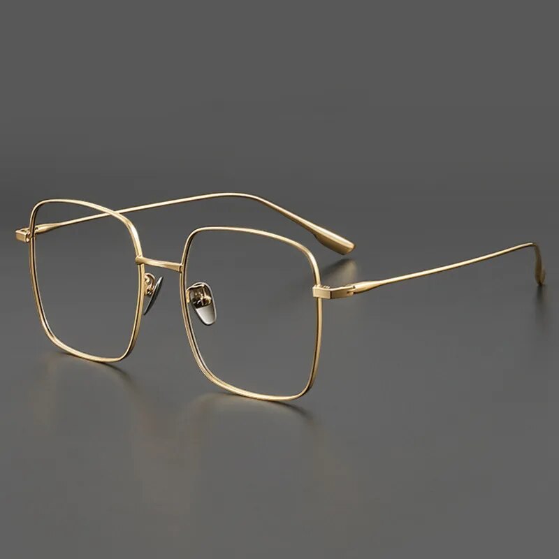 Muzz Unisex Full Rim Oversized Square Titanium Eyeglasses 121219 Full Rim Muzz Gold