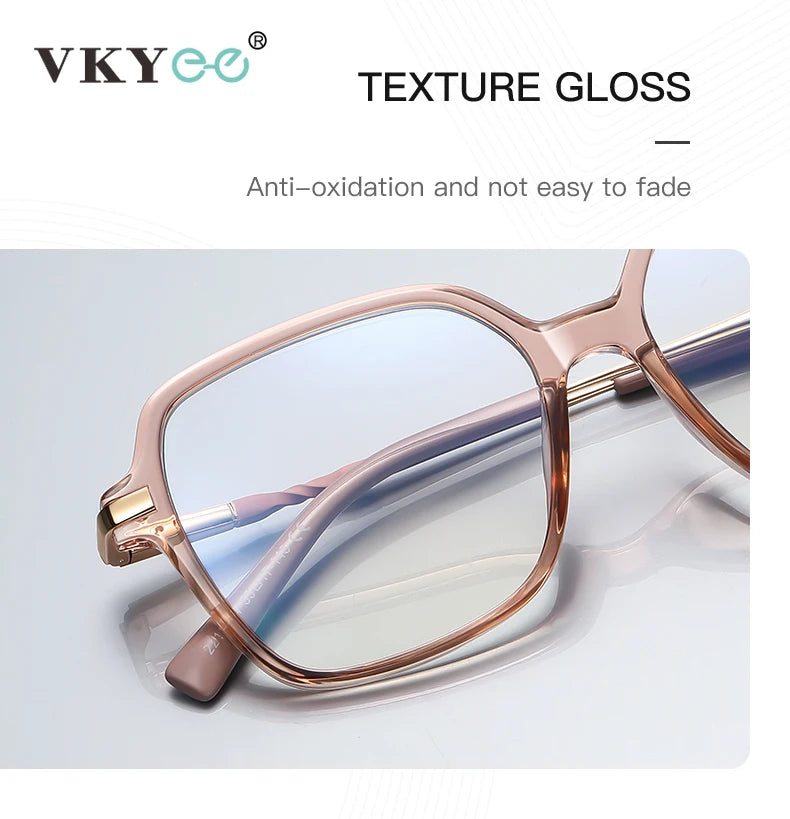 Vicky Women's Full Rim Large Polygon Tr 90 Alloy Reading Glasses 2211 Reading Glasses Vicky