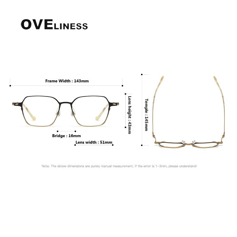 Oveliness Unisex Full Rim Square Titanium Eyeglasses 8202318 Full Rim Oveliness   