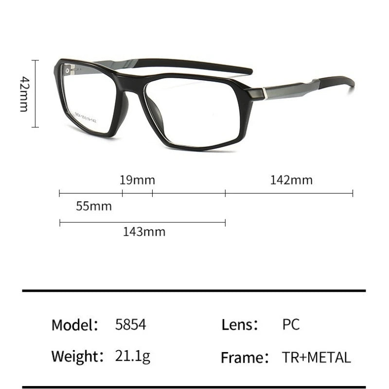 Yimaruili Unisex Full Rim Square Tr 90 Aluminum Sport Eyeglasses 5854