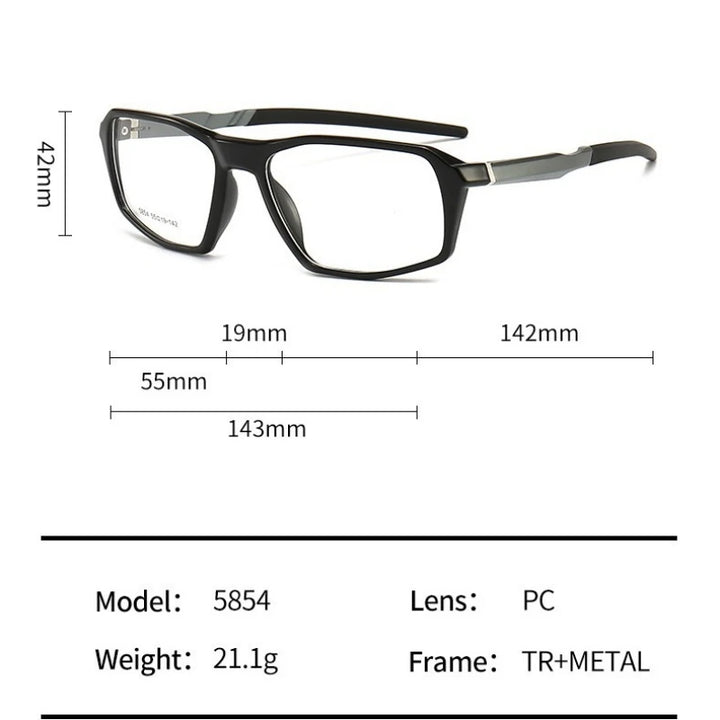 Yimaruili Unisex Full Rim Square Tr 90 Aluminum Sport Eyeglasses 5854
