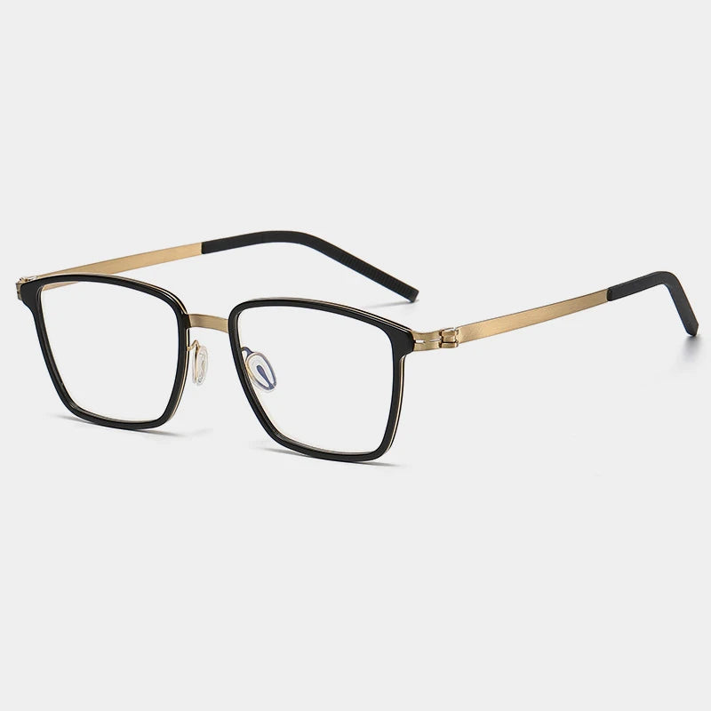 Gatenac Unisex Full Rim Square Alloy Eyeglasses Gxyj--1182 Full Rim Gatenac Black Gold