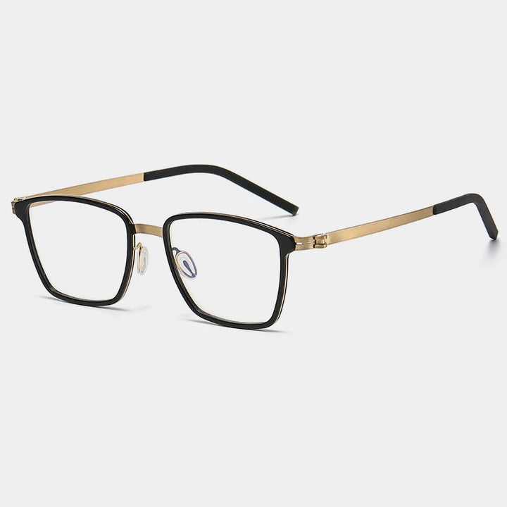 Gatenac Unisex Full Rim Square Alloy Eyeglasses Gxyj--1182 Full Rim Gatenac Black Gold