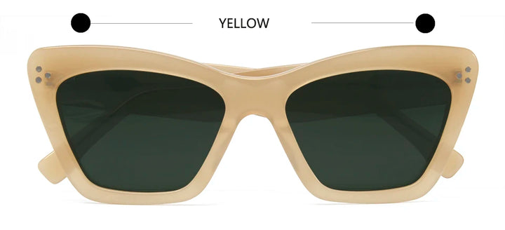 Esnbie Women's Full Rim Polygon Cat Eye Acetate Sunglasses 230201