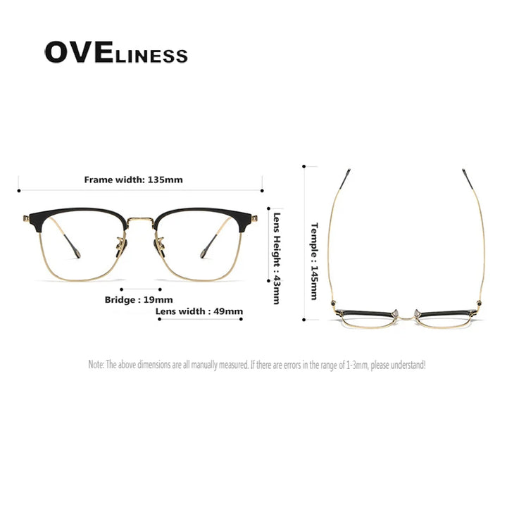 Oveliness Unisex Full Rim Square Acetate Titanium Eyeglasses 80897 Full Rim Oveliness   