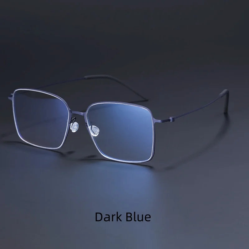 Hdcrafter Unisex Full Rim Polygon Square Titanium Eyeglasses 425535 Full Rim Hdcrafter Eyeglasses Blue