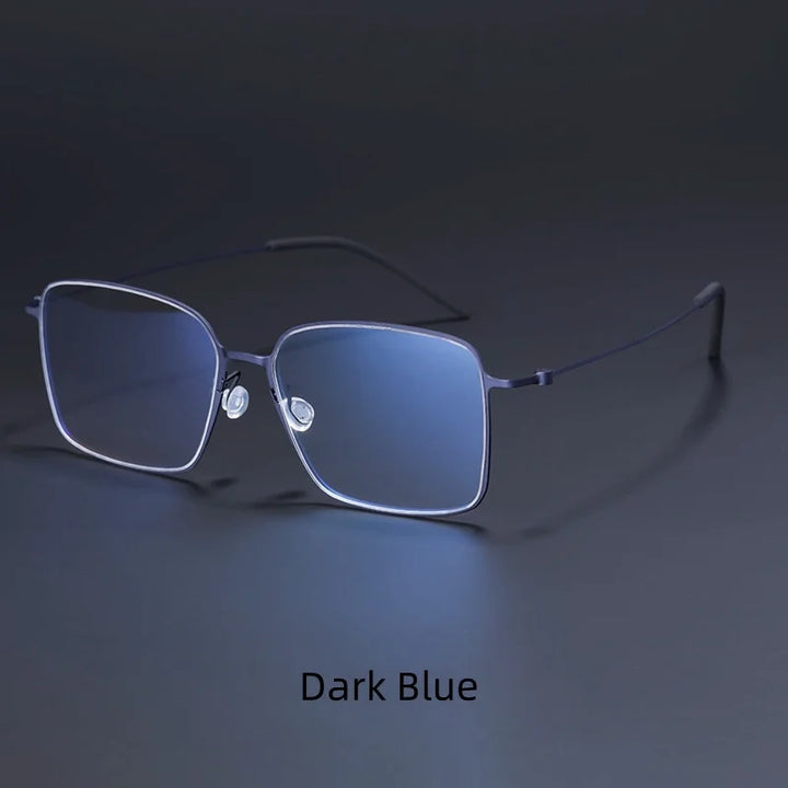 Hdcrafter Unisex Full Rim Polygon Square Titanium Eyeglasses 425535 Full Rim Hdcrafter Eyeglasses Blue