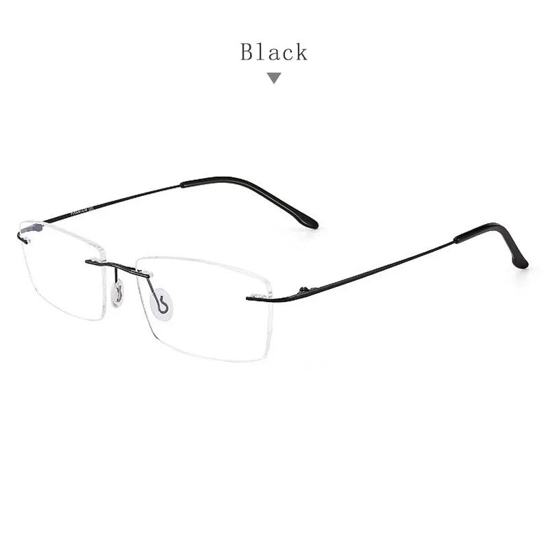 Hdcrafter Unisex Rimless Square Titanium Eyeglasses S8161 Rimless Hdcrafter Eyeglasses Black