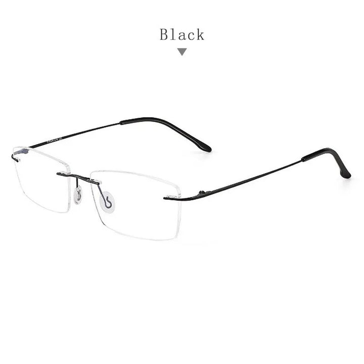 Hdcrafter Unisex Rimless Square Titanium Eyeglasses S8161 Rimless Hdcrafter Eyeglasses Black