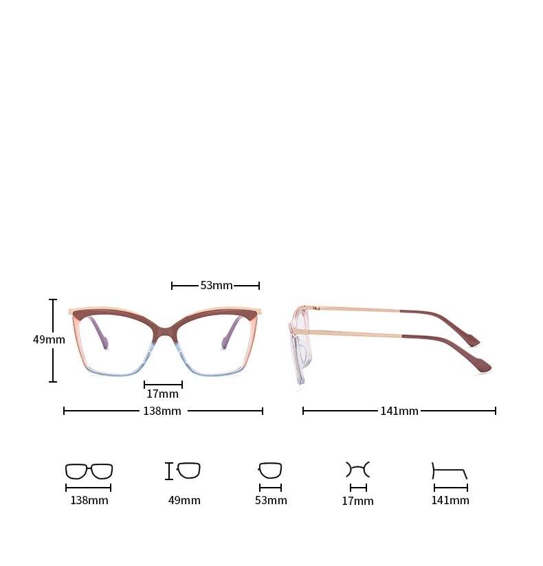 CCspace Women's Full Rim Square Tr 90 Titanium Eyeglasses 57052 Full Rim CCspace