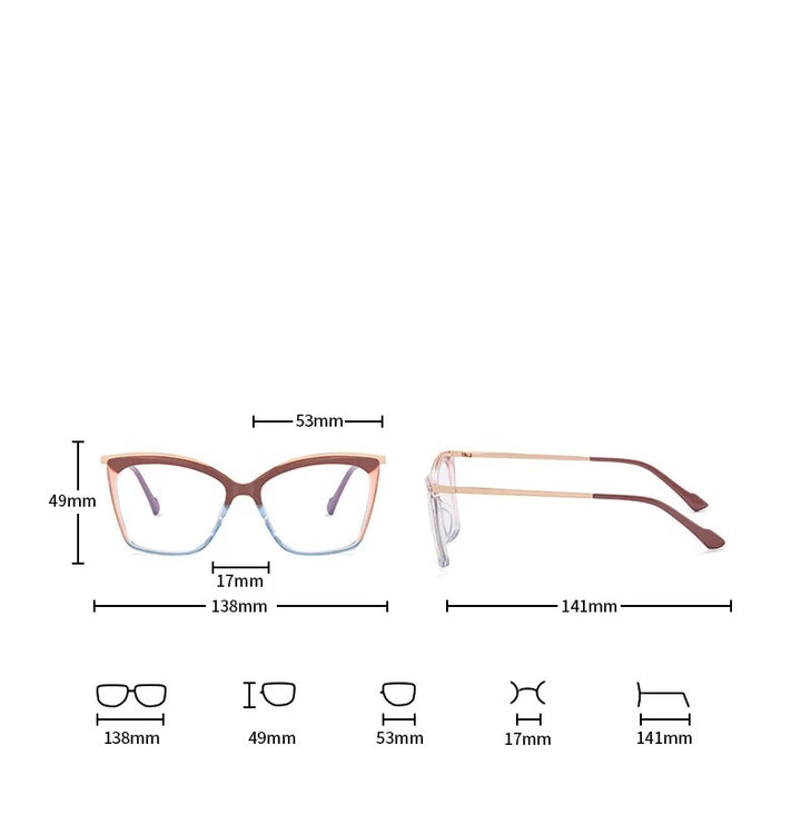 CCspace Women's Full Rim Square Tr 90 Titanium Eyeglasses 57052 Full Rim CCspace