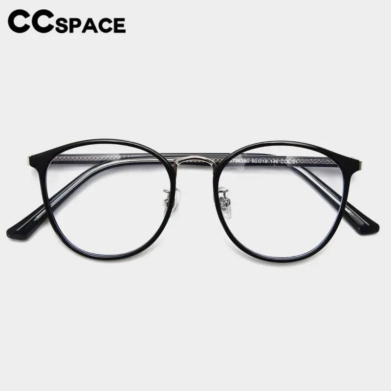 CCspace Unisex Full Rim Round Tr 90 Titanium Eyeglasses 57021 Full Rim CCspace