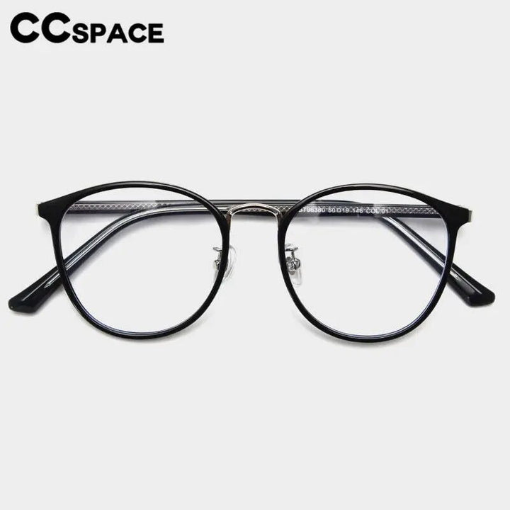 CCspace Unisex Full Rim Round Tr 90 Titanium Eyeglasses 57021 Full Rim CCspace
