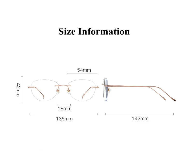 Chashma Ottica Women's Rimless Polygon Titanium Eyeglasses 98925 Rimless Chashma Ottica