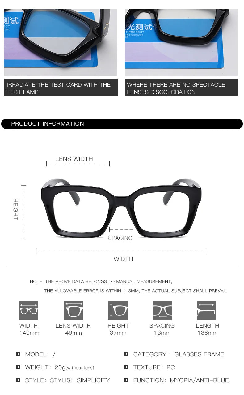 Kocolior Unisex Full Rim Square Acetate Hyperopic Reading Glasses 4913 Reading Glasses Kocolior